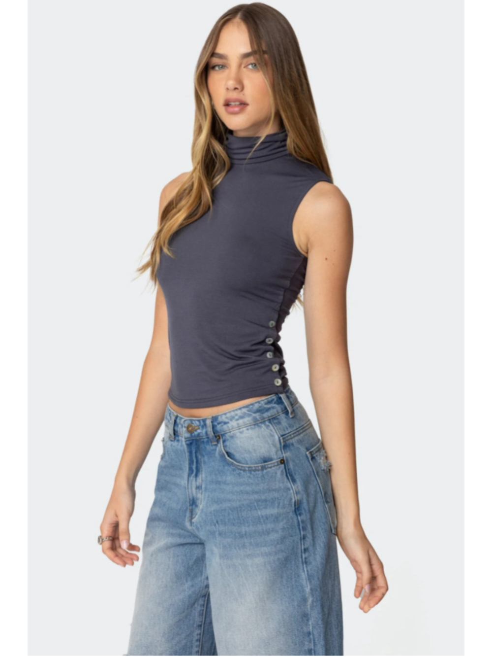 Edikted Coral Turtle Neck Top Small